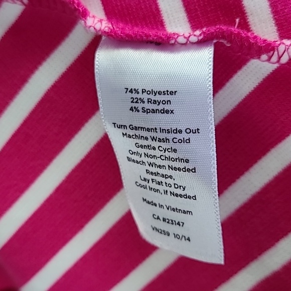 Talbots Jersey Fit and Flare Sleeveless Pink white Striped Dress size‎ M - Picture 3 of 4